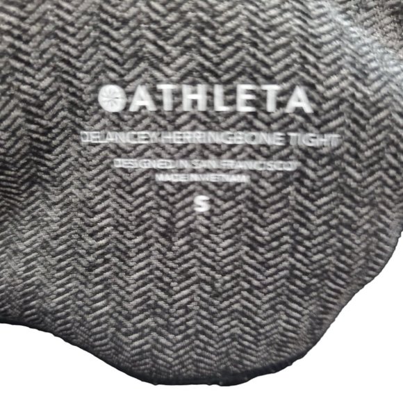 Athleta Sz Sm (Unstretched Meas 26x25 11") Delancey Herringbone Gray Tights A17 - Picture 7 of 11